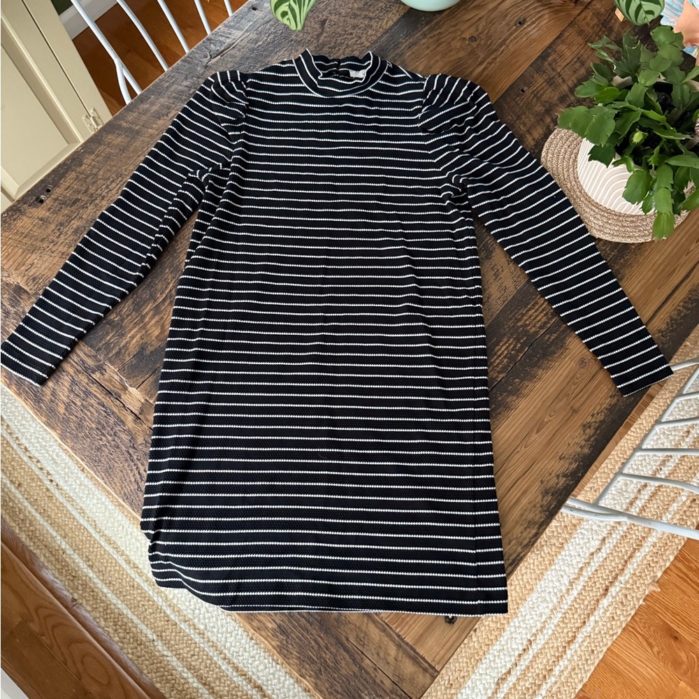 LOFT - black and white Striped Dress size small